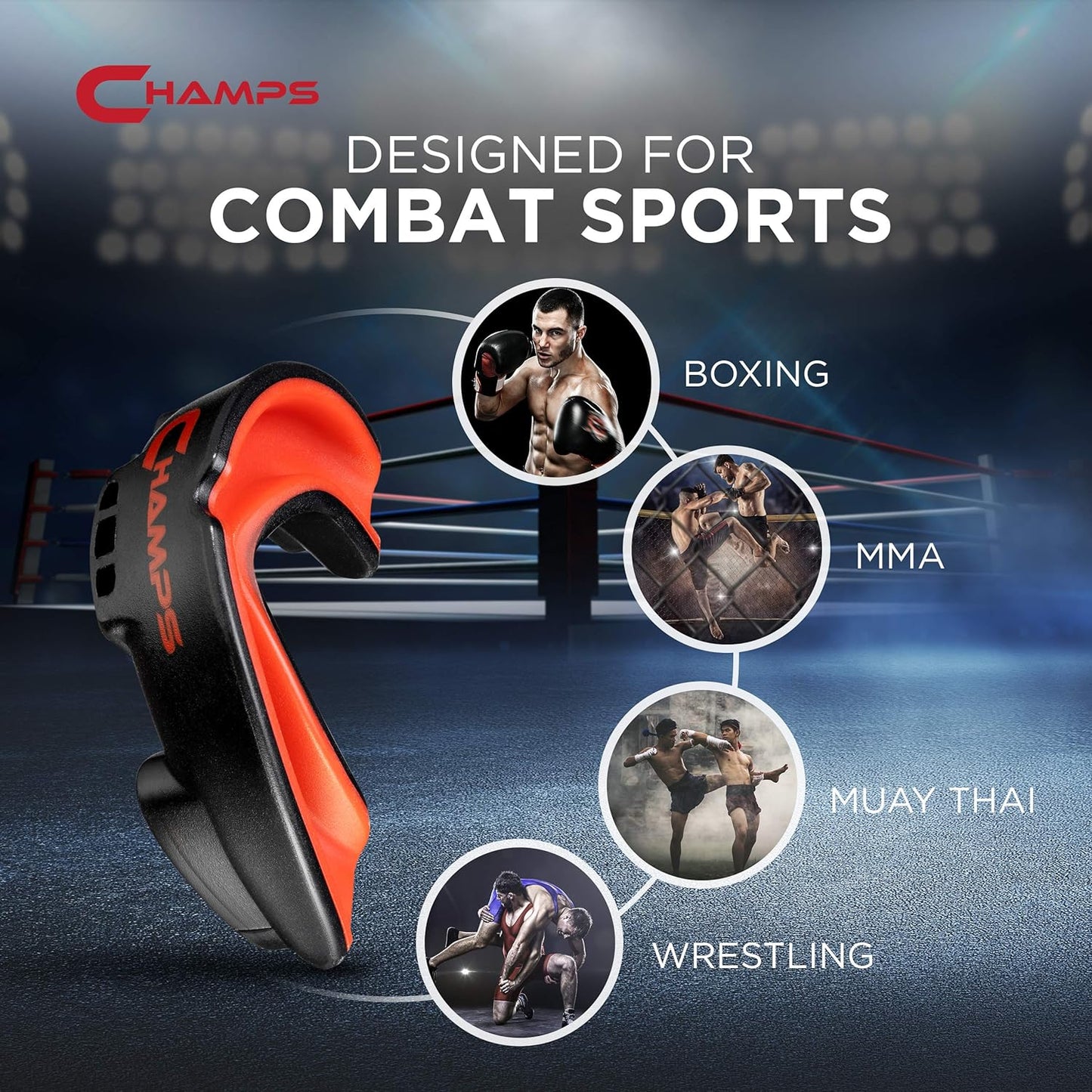 Champs Breathable Mouthguard for Boxing, Jiu Jitsu, MMA, Muay Thai, Sports, and Wrestling. Easy Fit Boxing Mouthguard Super Tough MMA Mouthguard. Combat Sports Mouthpiece (Black, Ages 9 and Below)