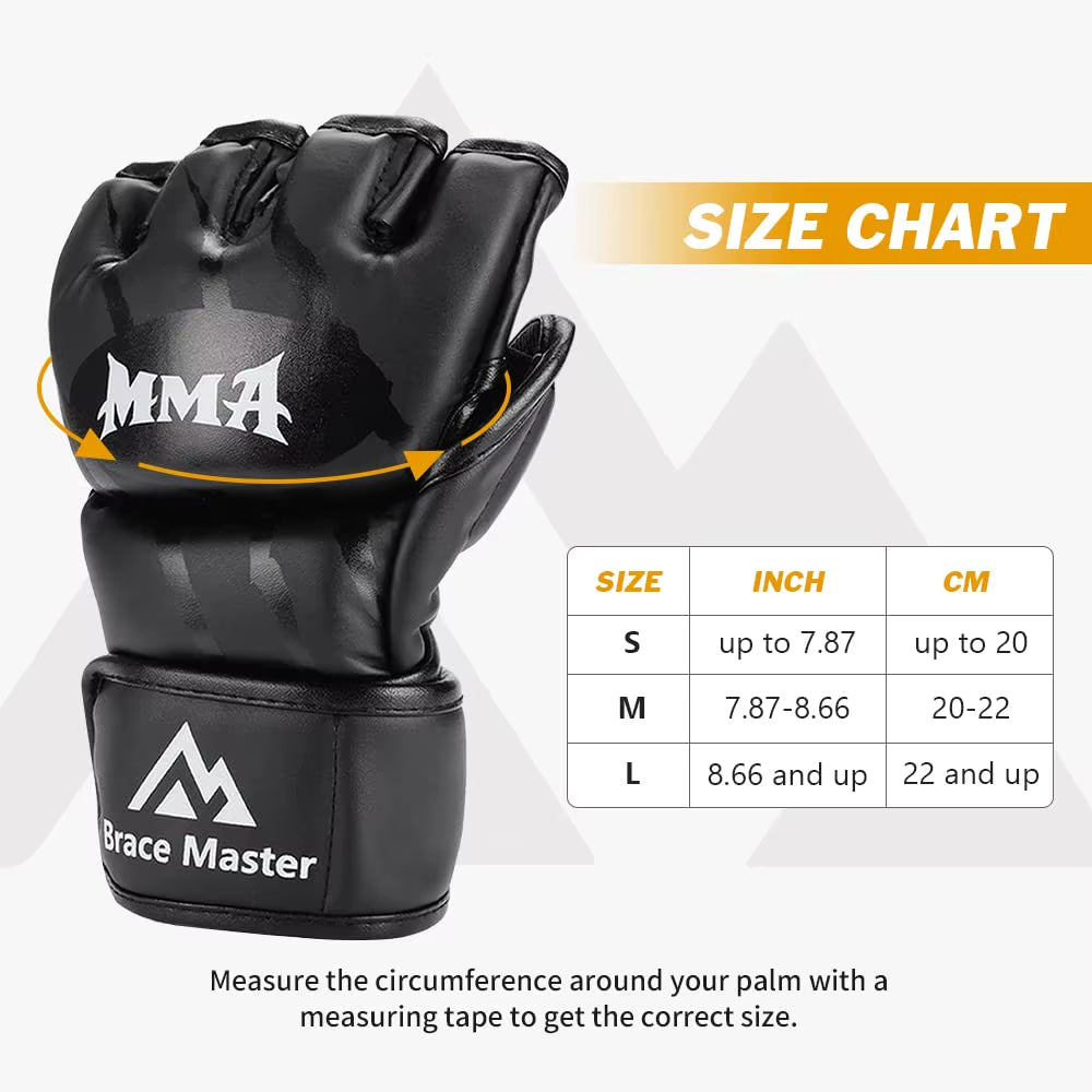 Half Finger Boxing Gloves PU Leather MMA Fighting Kick Boxing Gloves Karate Muay Thai Training Workout Gloves Men