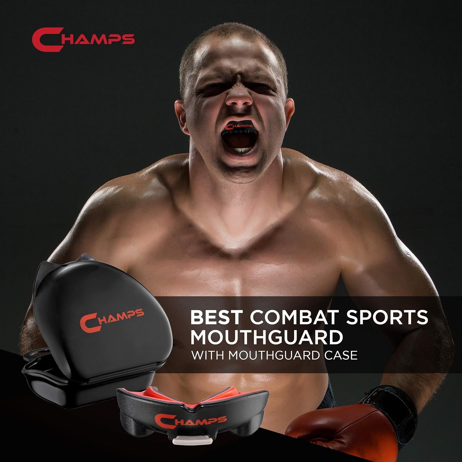 Champs Breathable Mouthguard for Boxing, Jiu Jitsu, MMA, Muay Thai, Sports, and Wrestling. Easy Fit Boxing Mouthguard Super Tough MMA Mouthguard. Combat Sports Mouthpiece (Black, Ages 9 and Below)