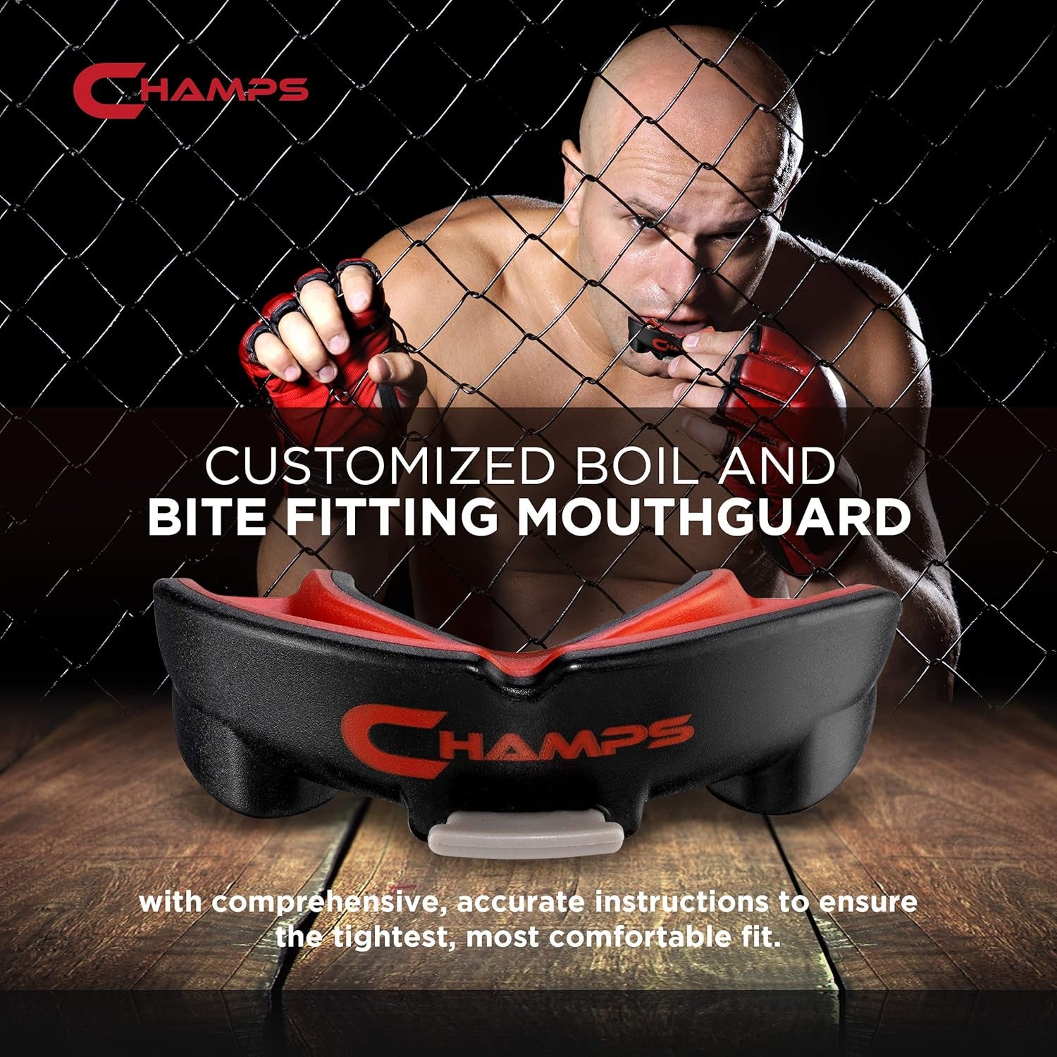 Champs Breathable Mouthguard for Boxing, Jiu Jitsu, MMA, Muay Thai, Sports, and Wrestling. Easy Fit Boxing Mouthguard Super Tough MMA Mouthguard. Combat Sports Mouthpiece (Black, Ages 9 and Below)